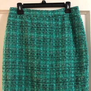 Beautiful  Cynthia Rowley Teal Tweed Pencil Skirt